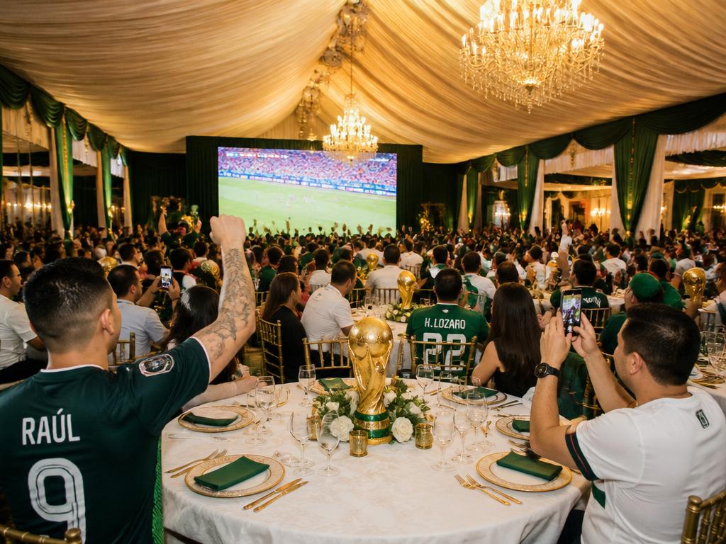 Fans celebrating the FIFA World Cup Final at an elegant Casa Del Rey watch party